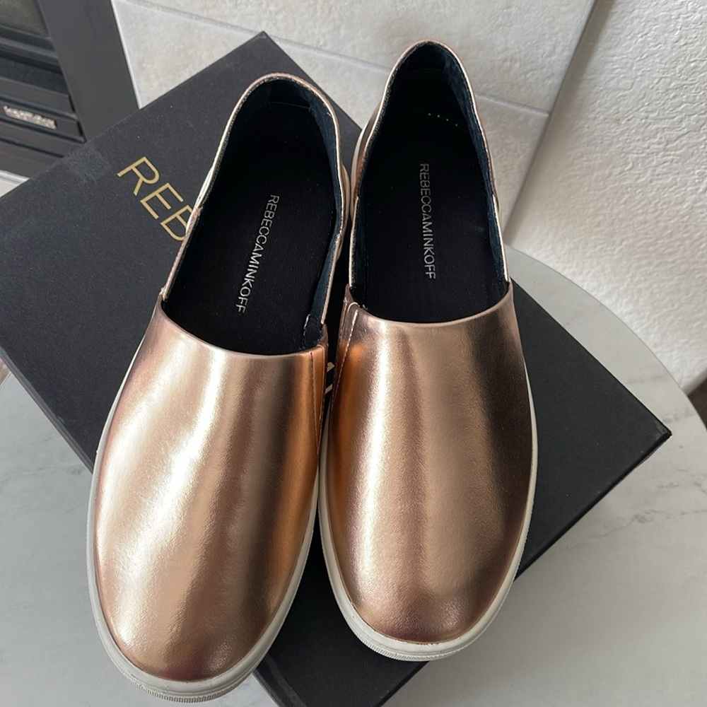 Rebecca Minkoff metallic Nana Sneakers Flats Shoes Size 8.5 - Picture 2 of 5